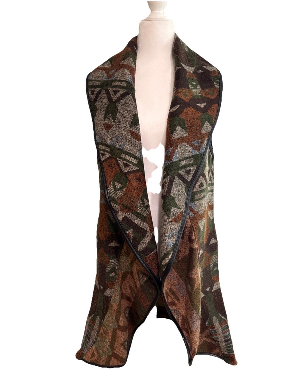 BKE Open Front Cascade Cardigan Sweater Womens S Brown Western Bohemian Pockets